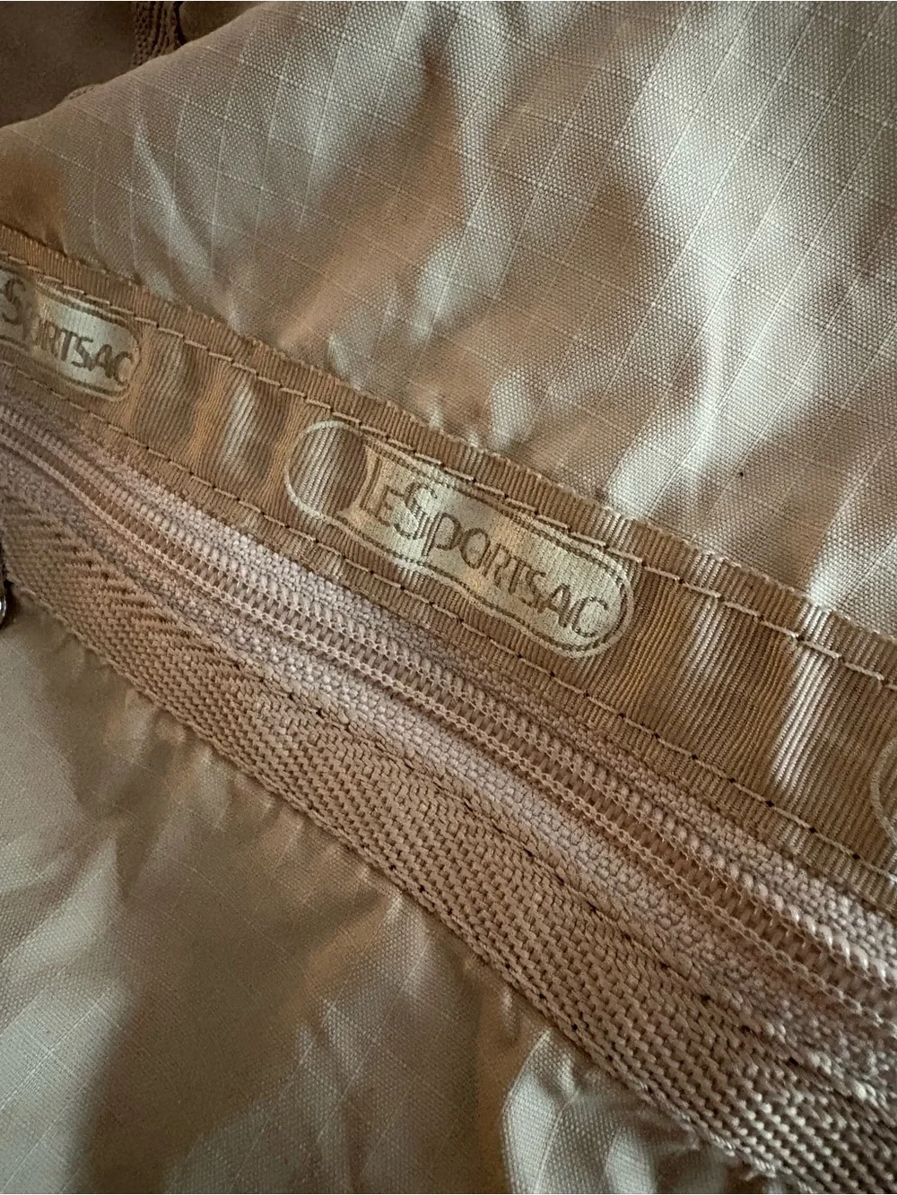Lesportsac VINTAGE beige/Tan Nylon Duffel with Adjustable Strap